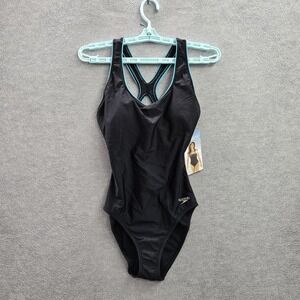 Speedo Women‎ Swimwear 6 Black Nylon Polyester One Piece Sleeveless NWT